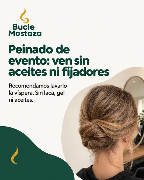 Bucle Mostaza, peluquería: Peinado de evento: ven sin aceites ni fijadores