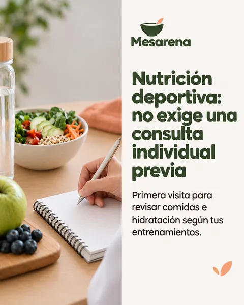 Mesarena, consulta de nutrición: Nutrición deportiva: no exige una consulta individual previa